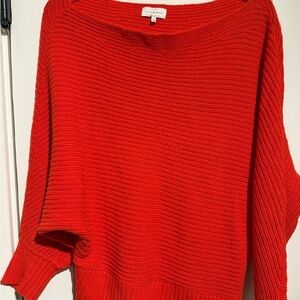 Lucky Brand oversized Off shoulder Cotton Red Women's Sweater Size S